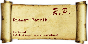 Riemer Patrik névjegykártya